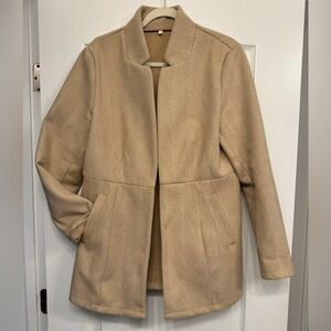 Women’s Open Front Blazer Casual Coat Size XL Tan Herringbone